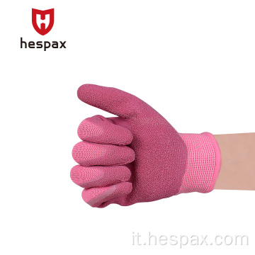 Hespax Children Glove da giardino rivestito con rughe anti-slip in lattice